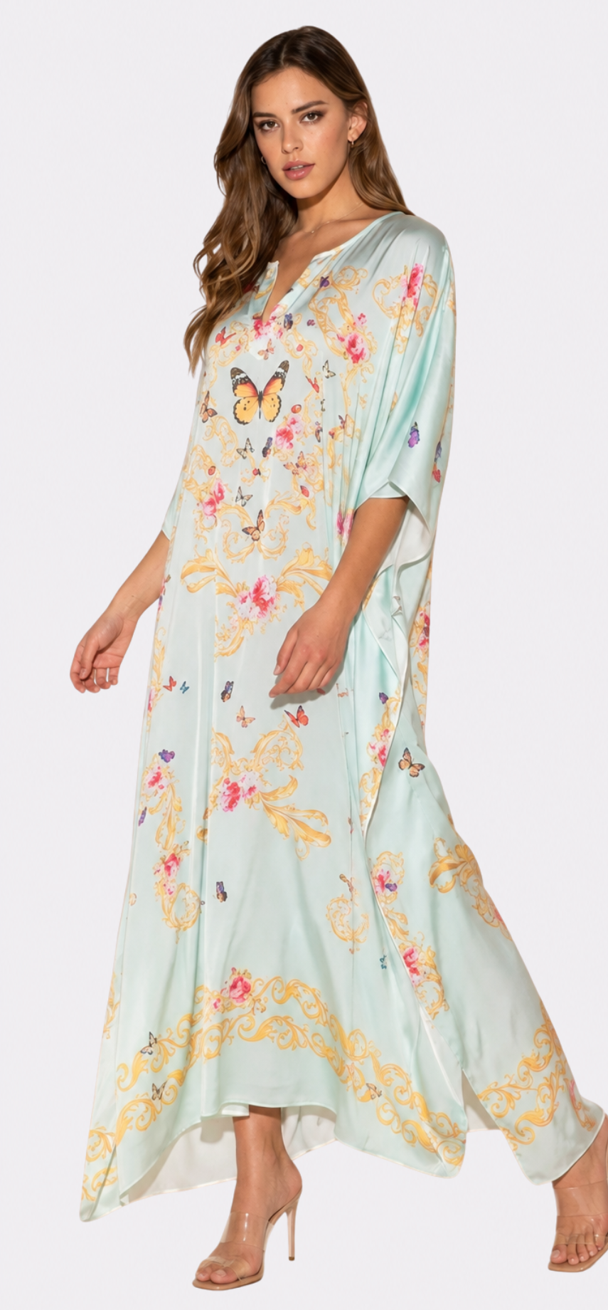 Blue Butterflies Long Caftan