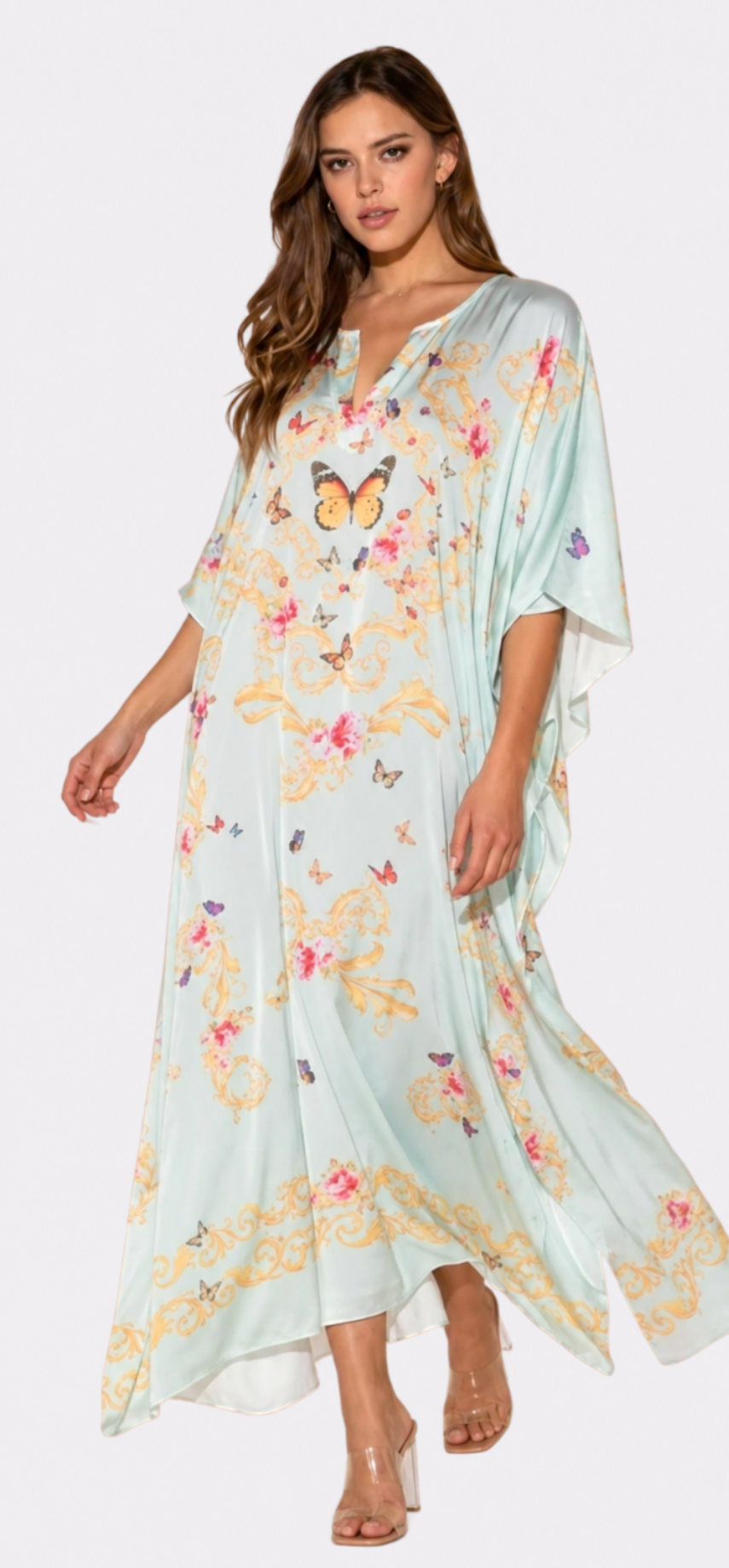 Blue Butterflies Long Caftan