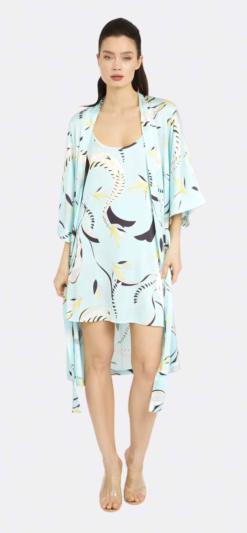 Blue Lagoon Silky Kimono