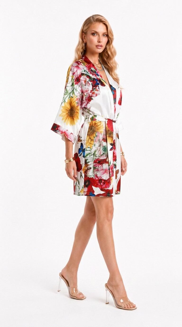 Bouquet Poly-Silk Kimono Robe | Wrap Up by VP