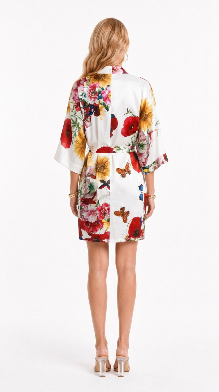 Bouquet Poly-Silk Kimono Robe | Wrap Up by VP