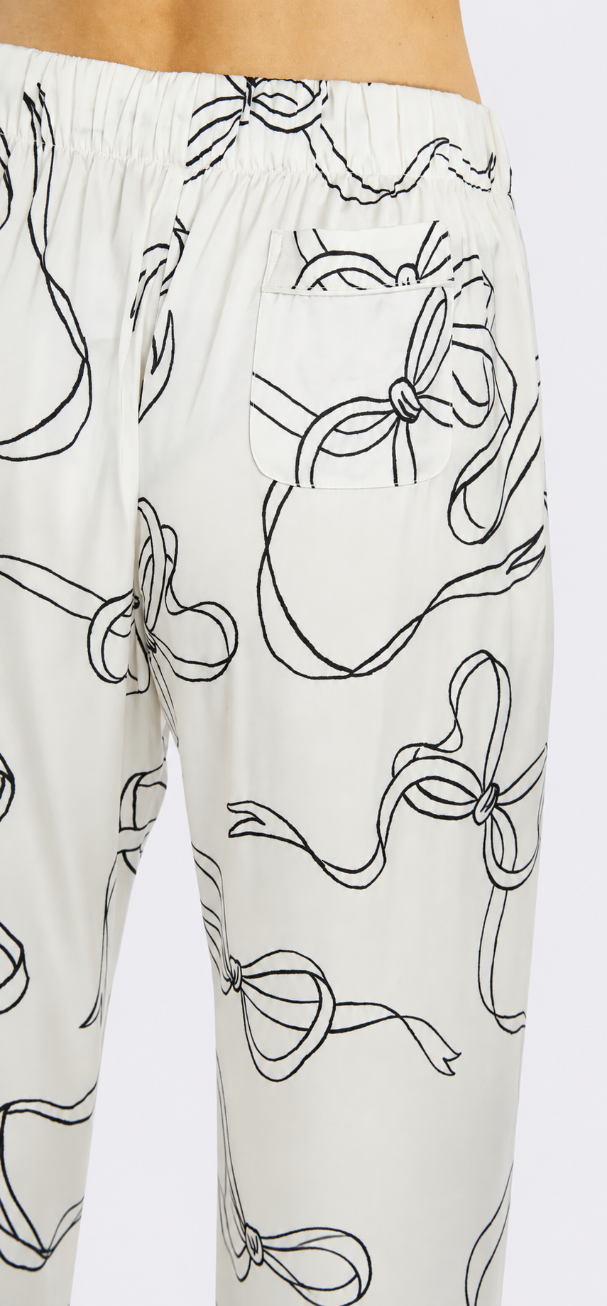 Bow White Long PJ Set