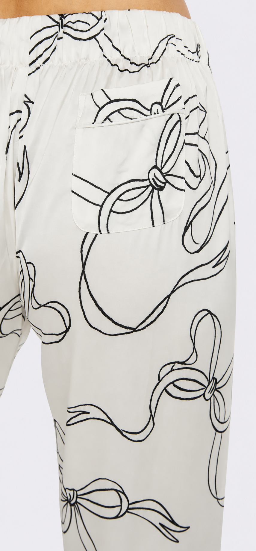 Bow White Long PJ Set