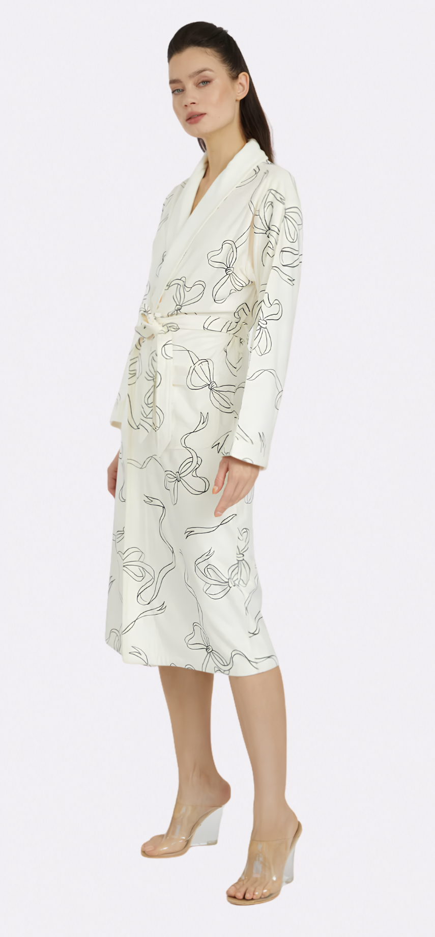 Bow White Long Robe