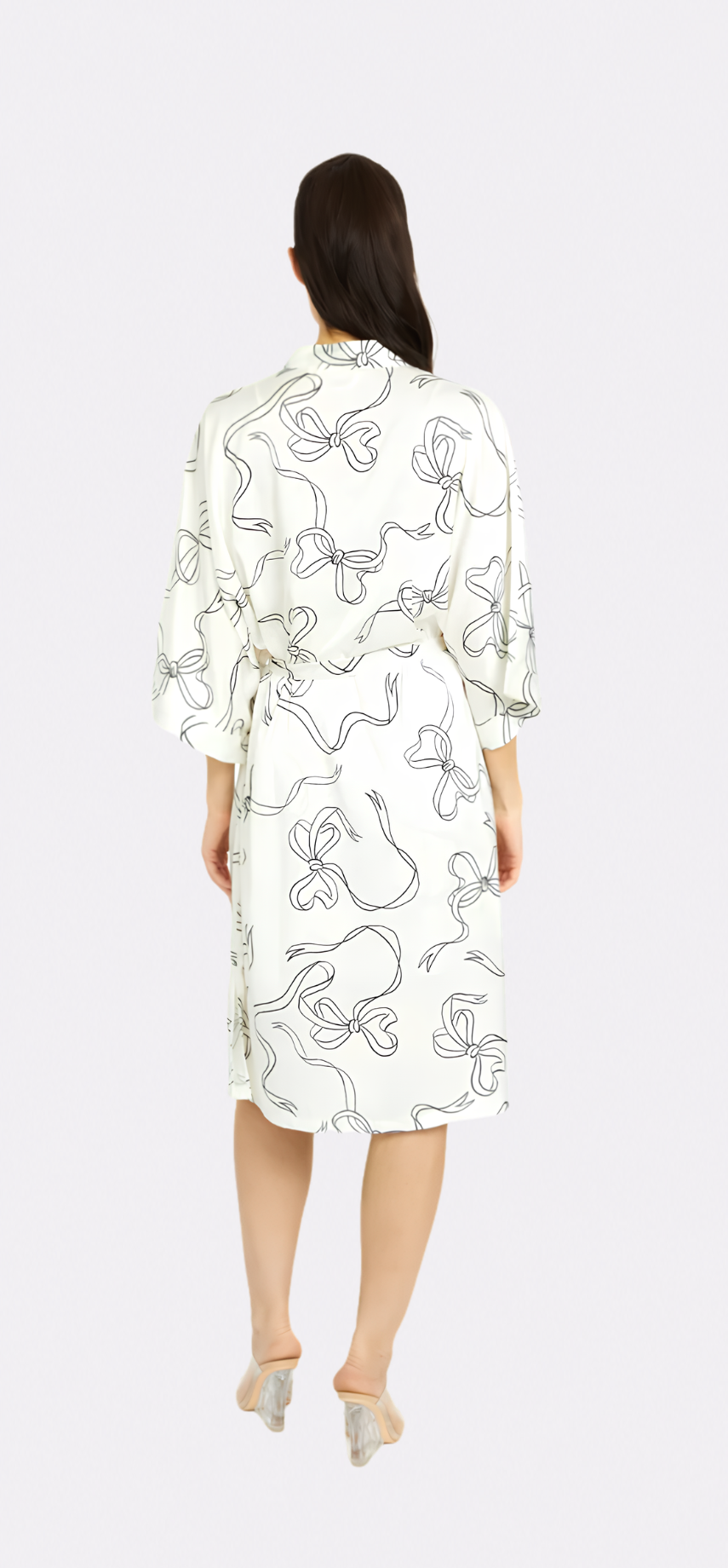 Bow White Silky Kimono