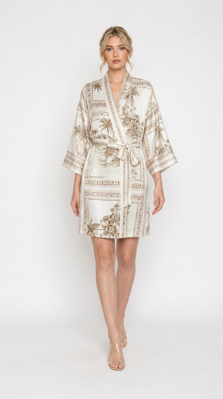 Bungalow Golden Poly-Silk Kimono Robe | Wrap Up by VP