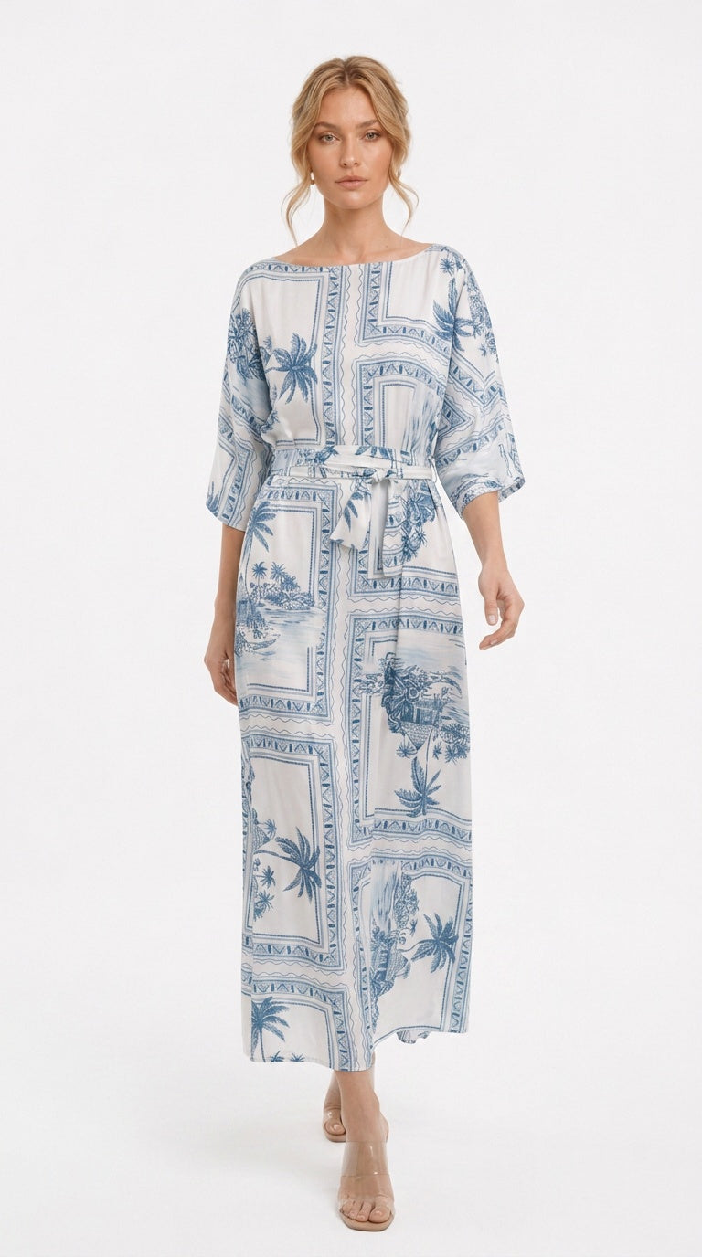 Bungalow Blue 3-Way Convertible Long Caftan