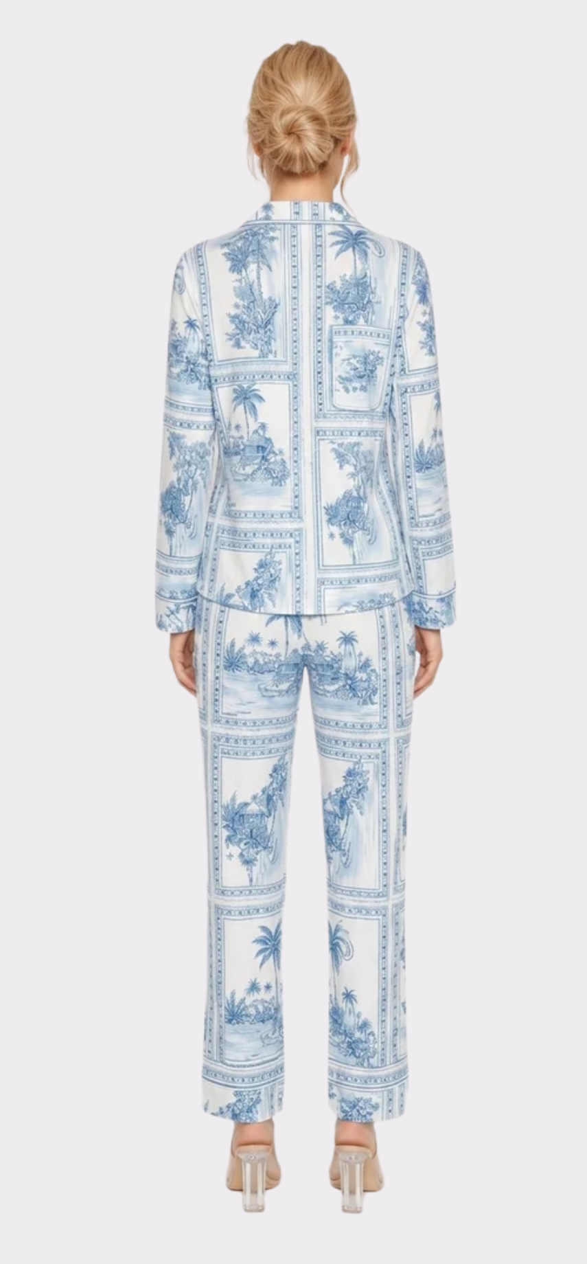 Bungalow Blue Long Pajama Set