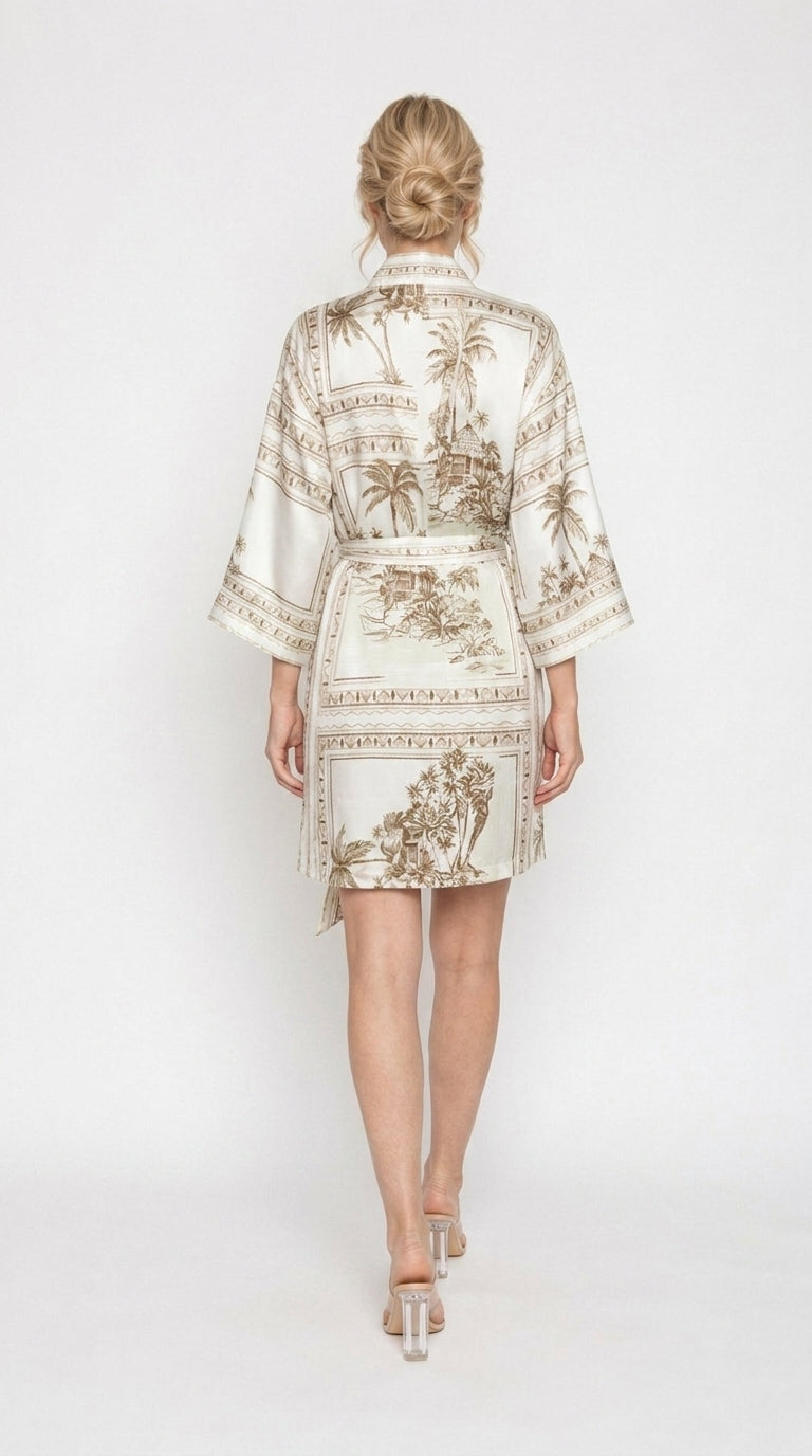 Bungalow Golden Poly-Silk Kimono Robe | Wrap Up by VP