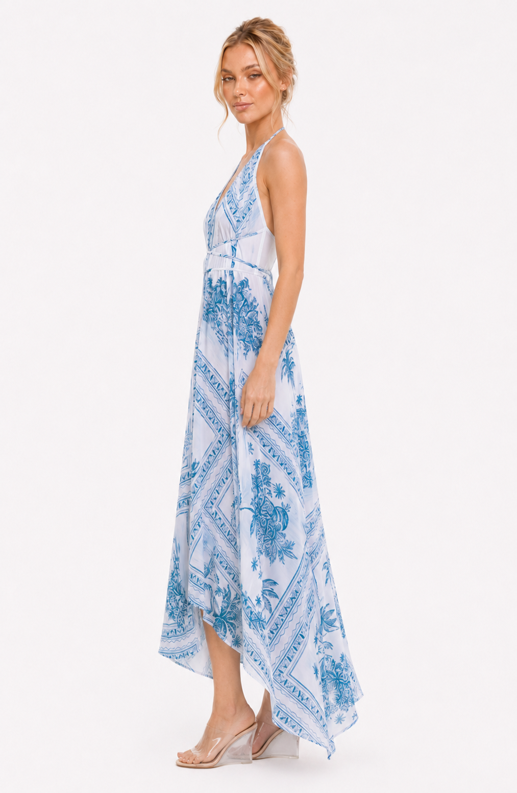 Bungalow Blue Infinity Dress | Luxury Multi-Way Toile Resort Dress