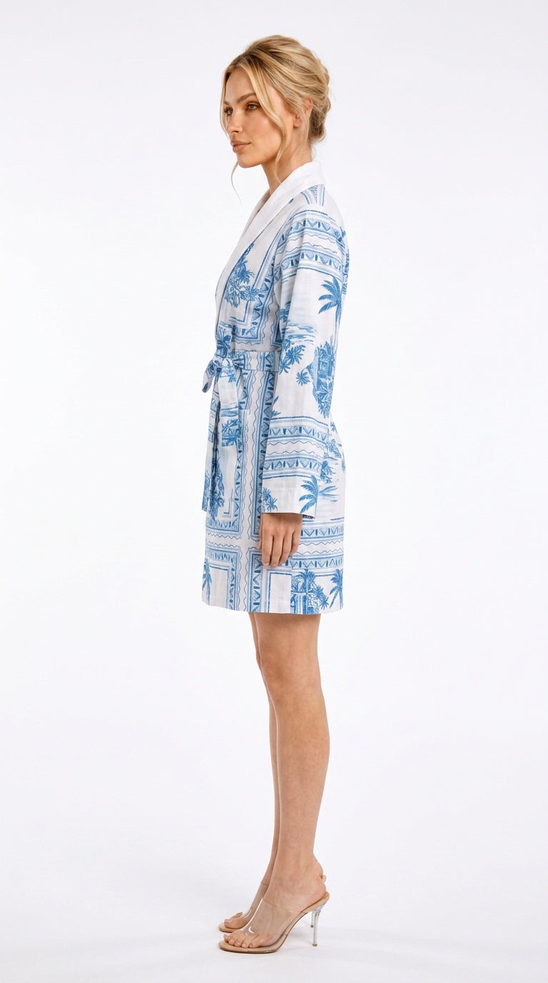 Bungalow Blue Short Robe