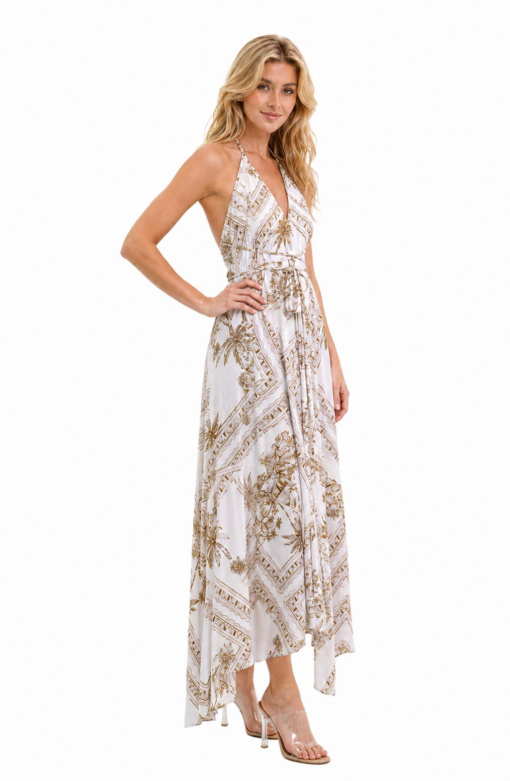 Bungalow Golden Brown Infinity Dress | Luxury Multi-Way Toile Resort Dress