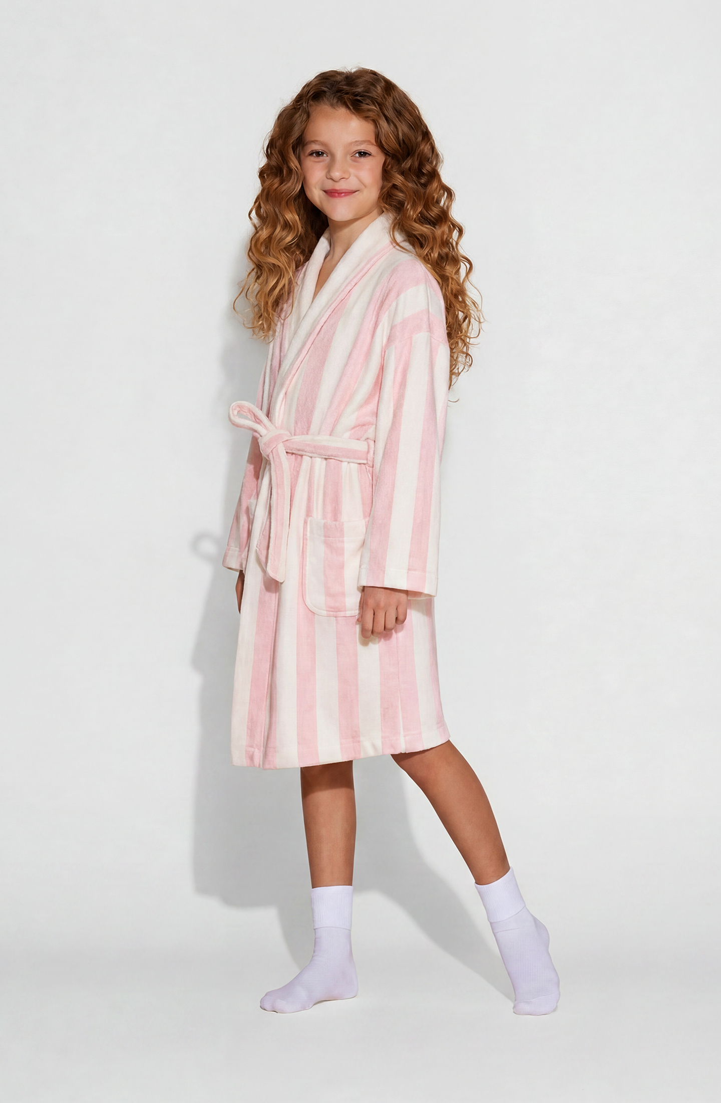 Cabana Pink Kids Robe | Luxury Striped Kids Bathrobe