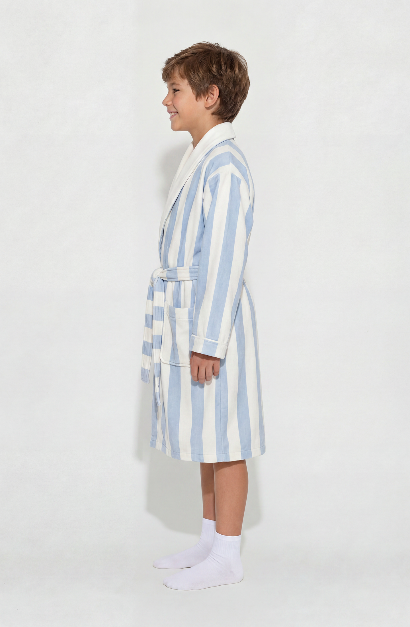 Cabana Blue Kids Robe | Luxury Striped Kids Bathrobe