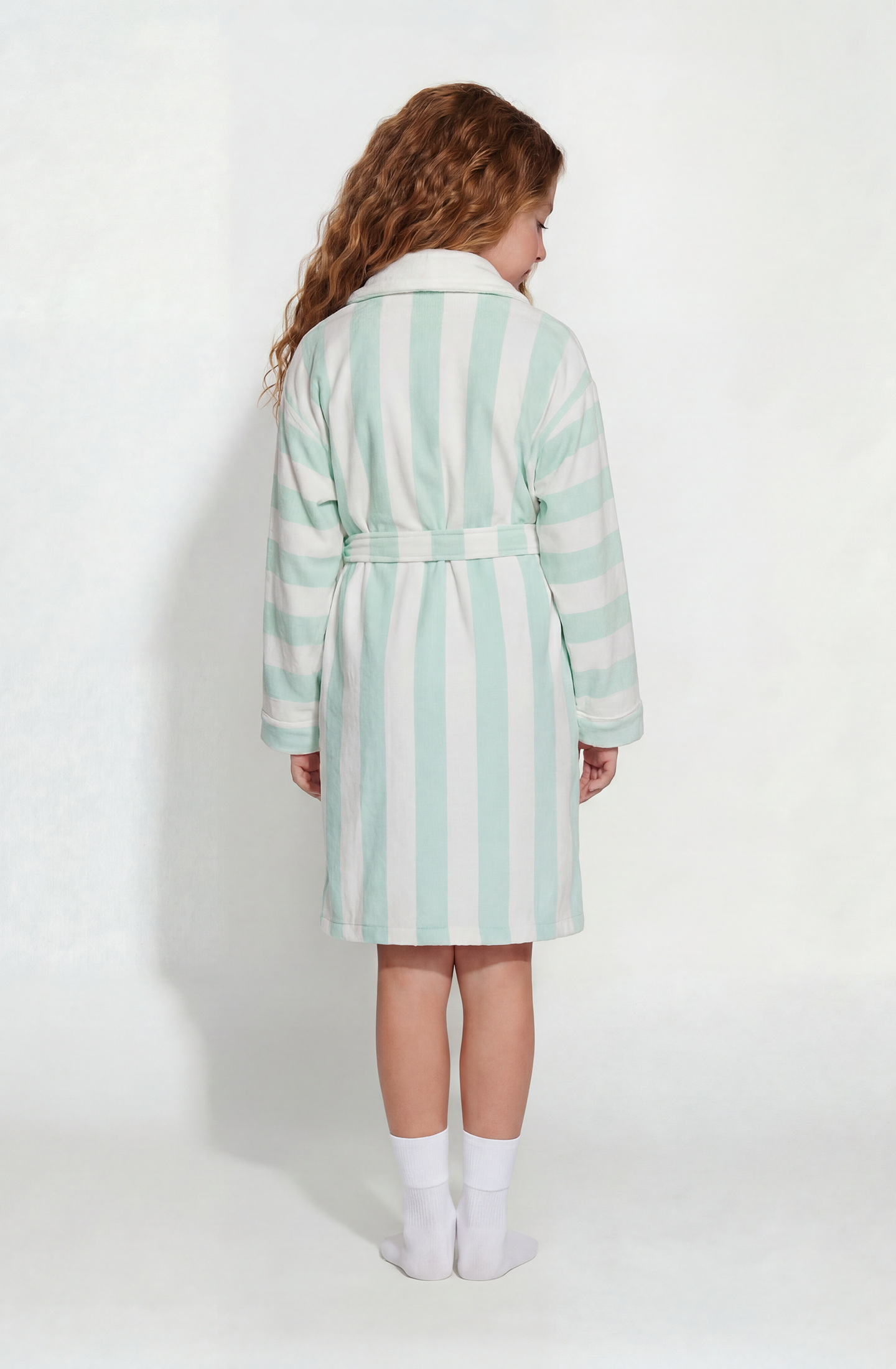 Cabana mint Kids Robe | Luxury Striped Kids Bathrobe