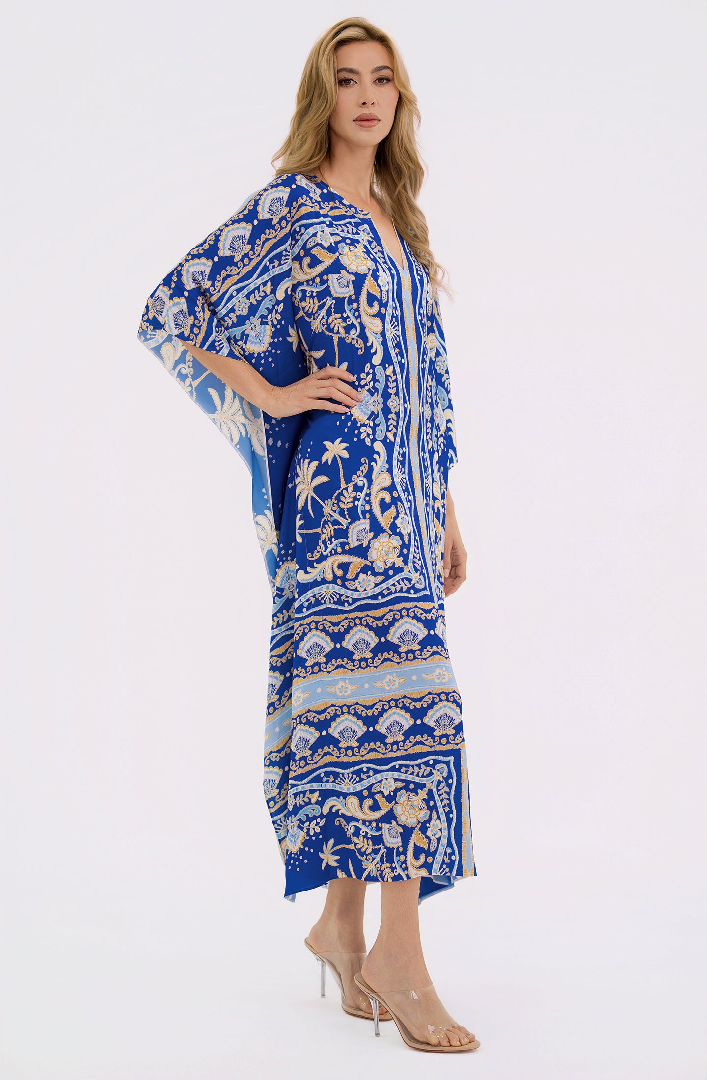 Notte Mariela Long Caftan | Luxury Blue Sleepwear