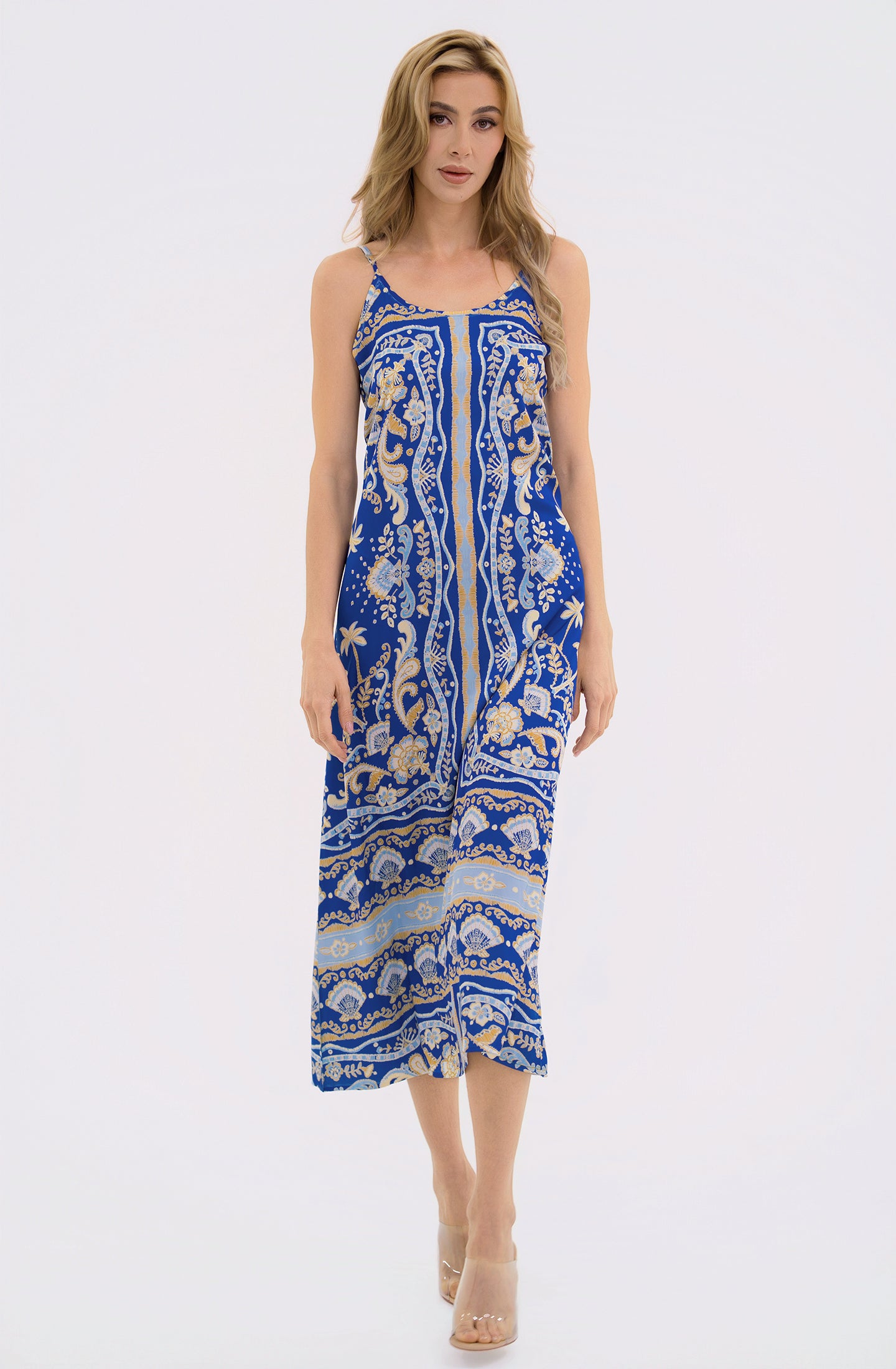 Notte Mariela Long Chemise | Luxury Blue Sleepwear