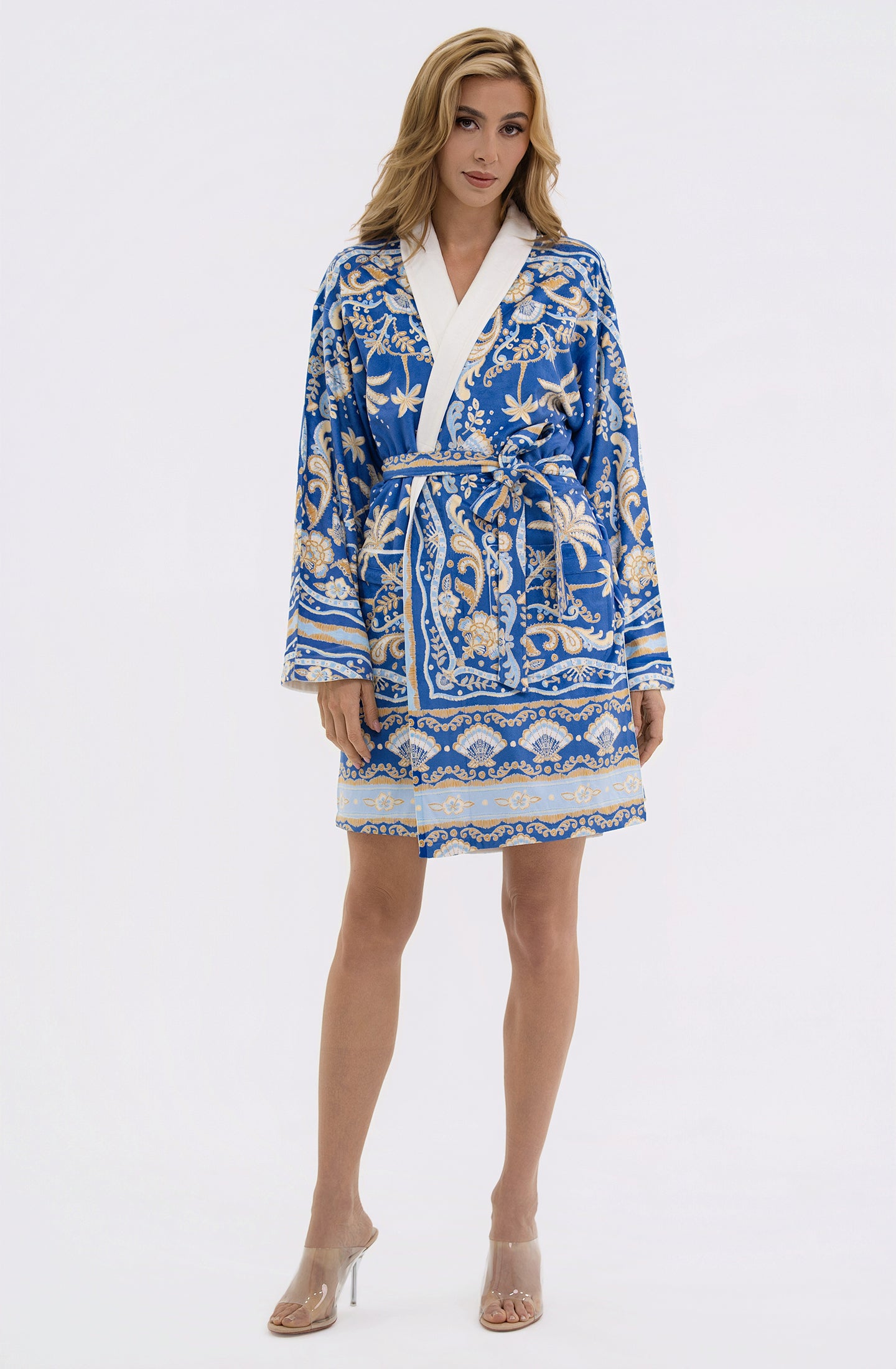 Notte Mariella Short Robe | Luxury Blue Short Robe