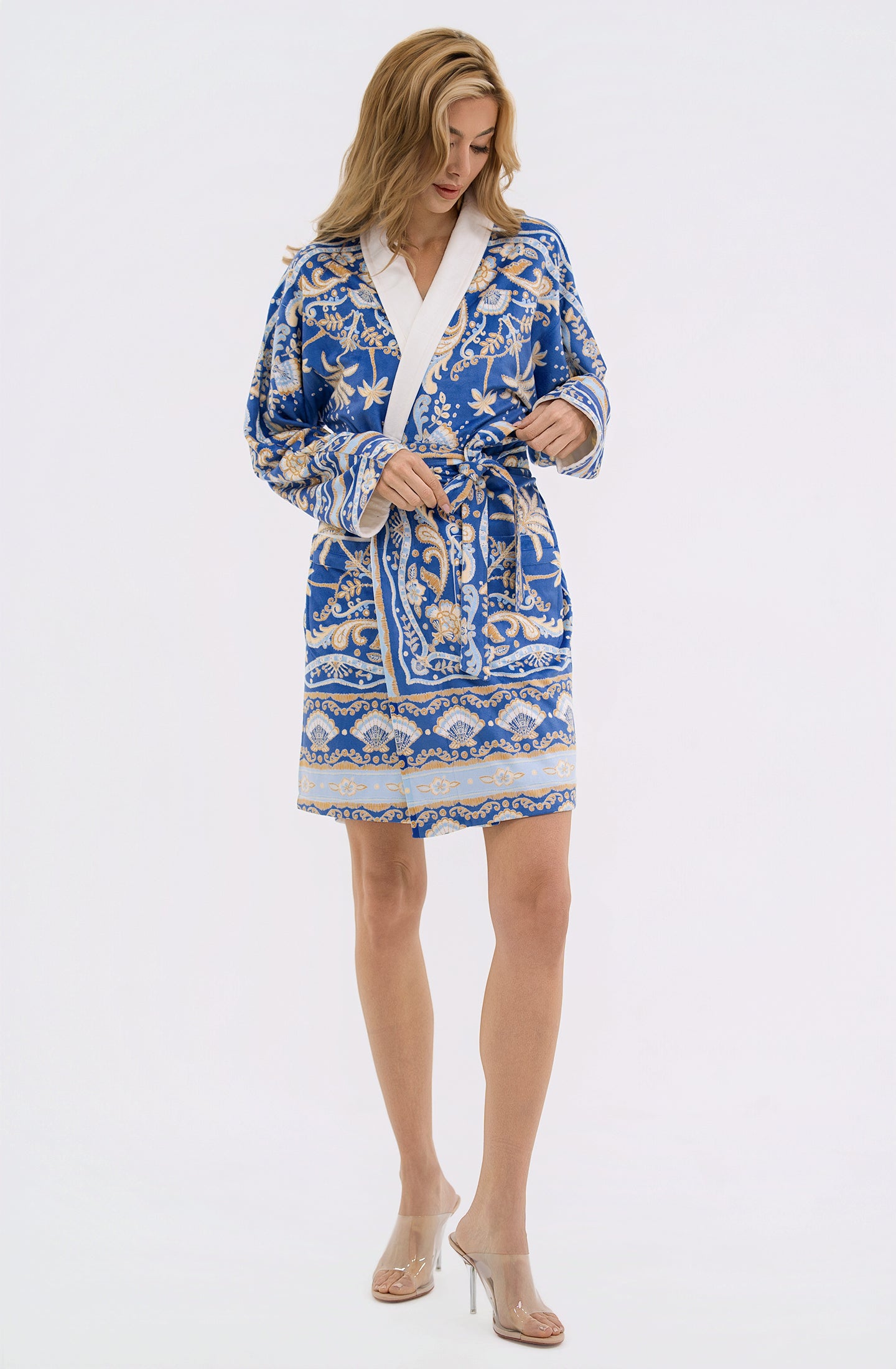 Notte Mariella Short Robe | Luxury Blue Short Robe