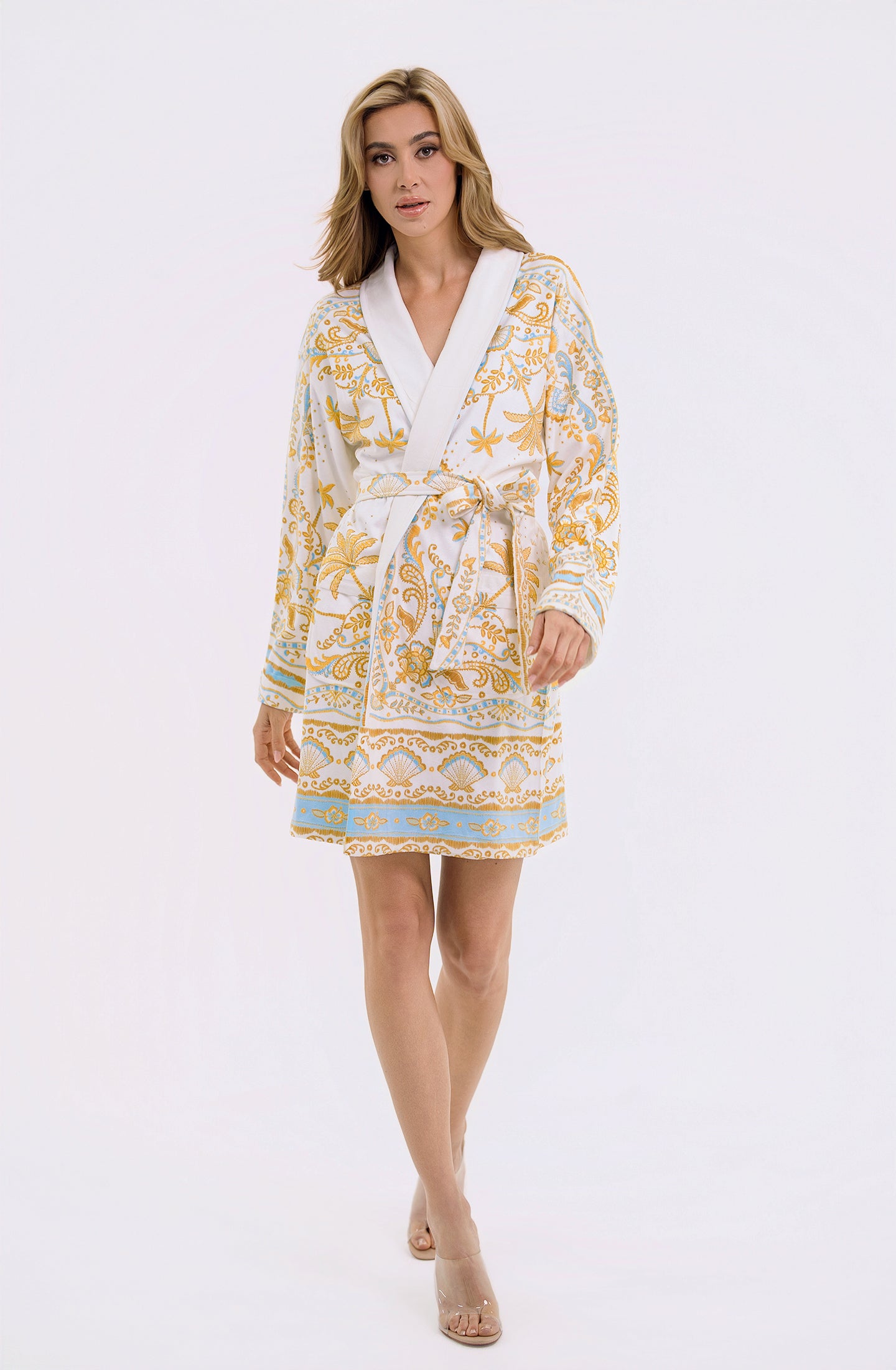 Mariela Short Robe | Luxury Blue Resort Robe