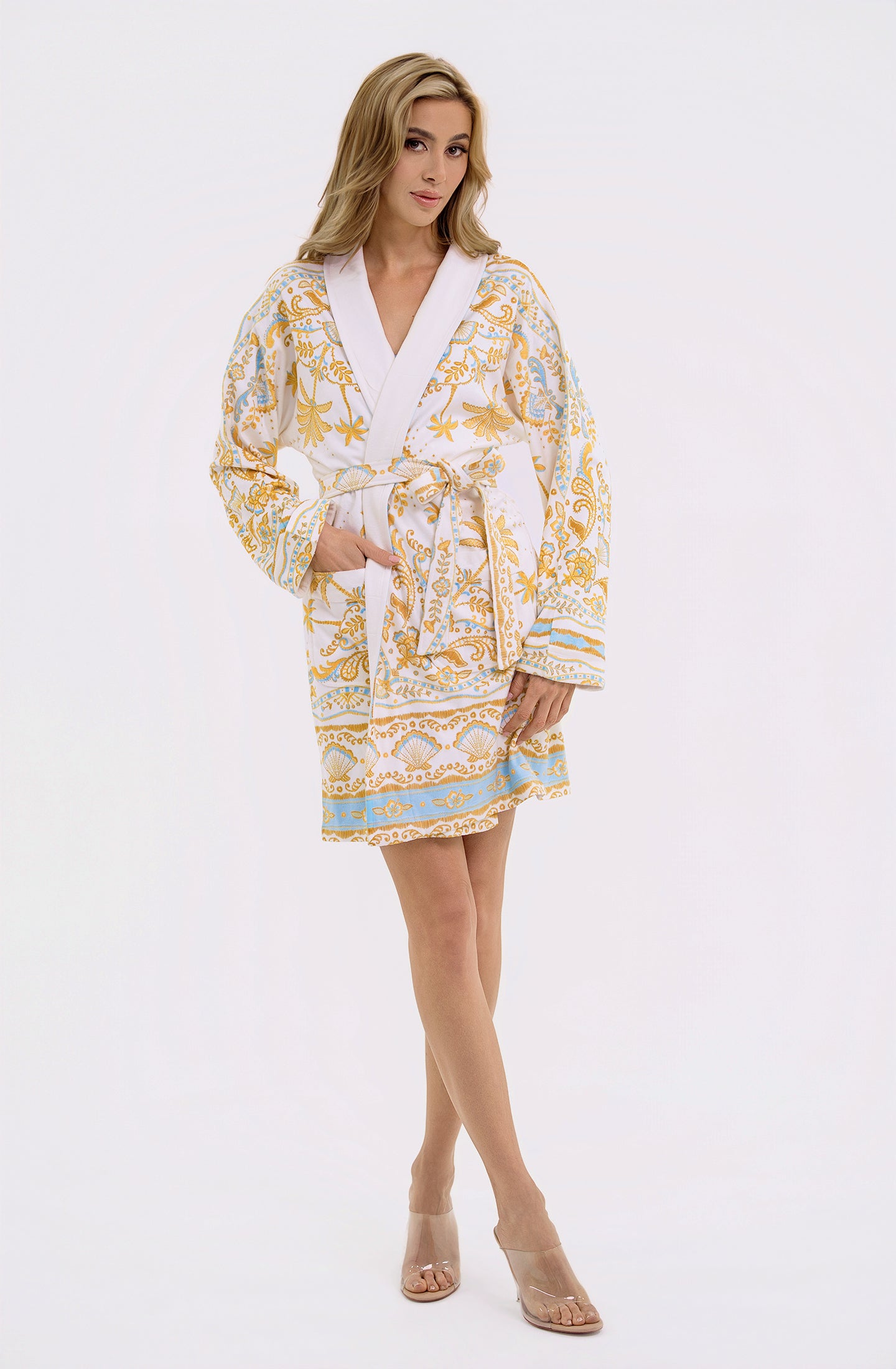 Mariela Short Robe | Luxury Blue Resort Robe
