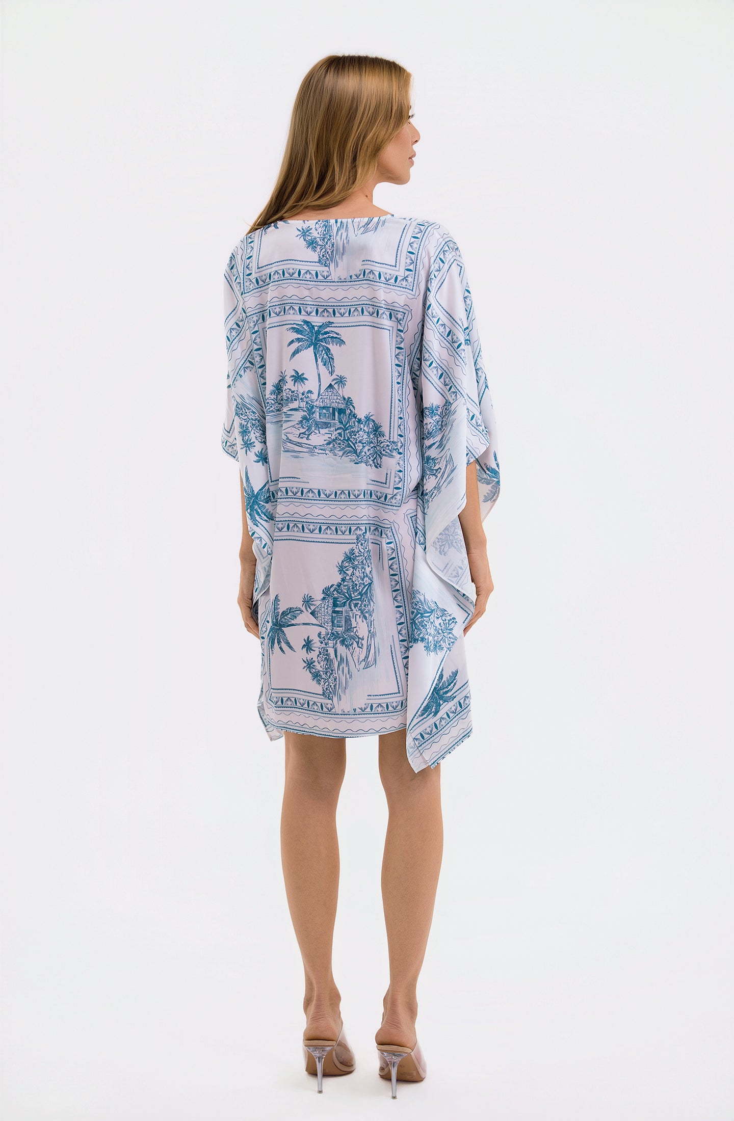 Bungalow Blue Short Caftan | Luxury Tropical Resort Caftan