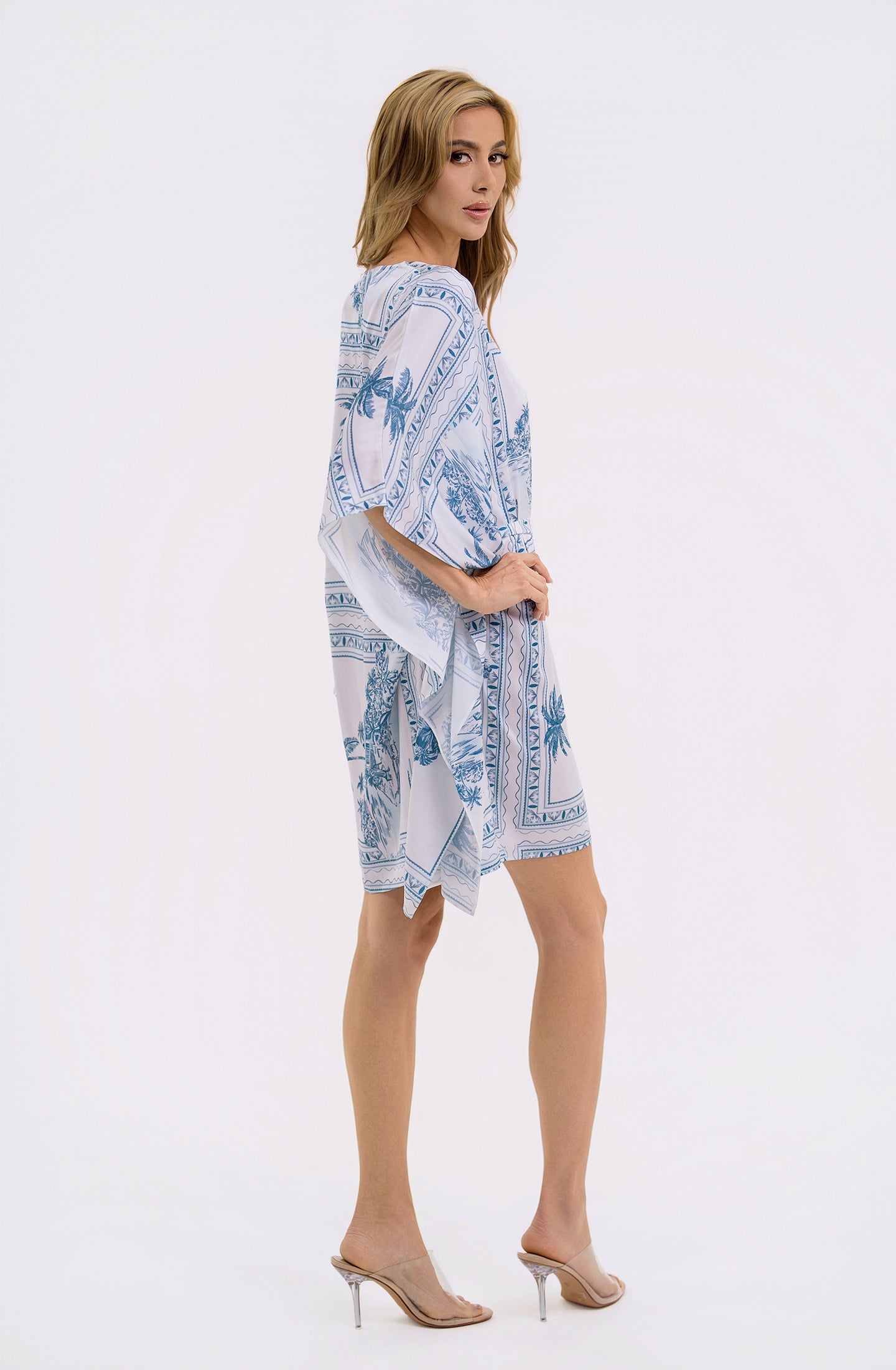 Bungalow Blue Short Caftan | Luxury Tropical Resort Caftan