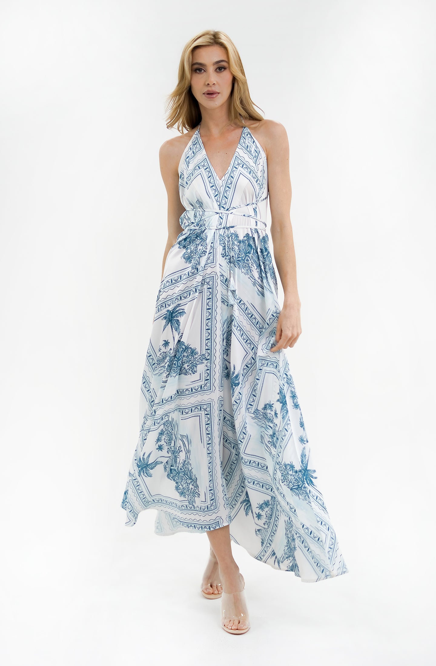 Bungalow Blue Infinity Dress | Luxury Multi-Way Toile Resort Dress