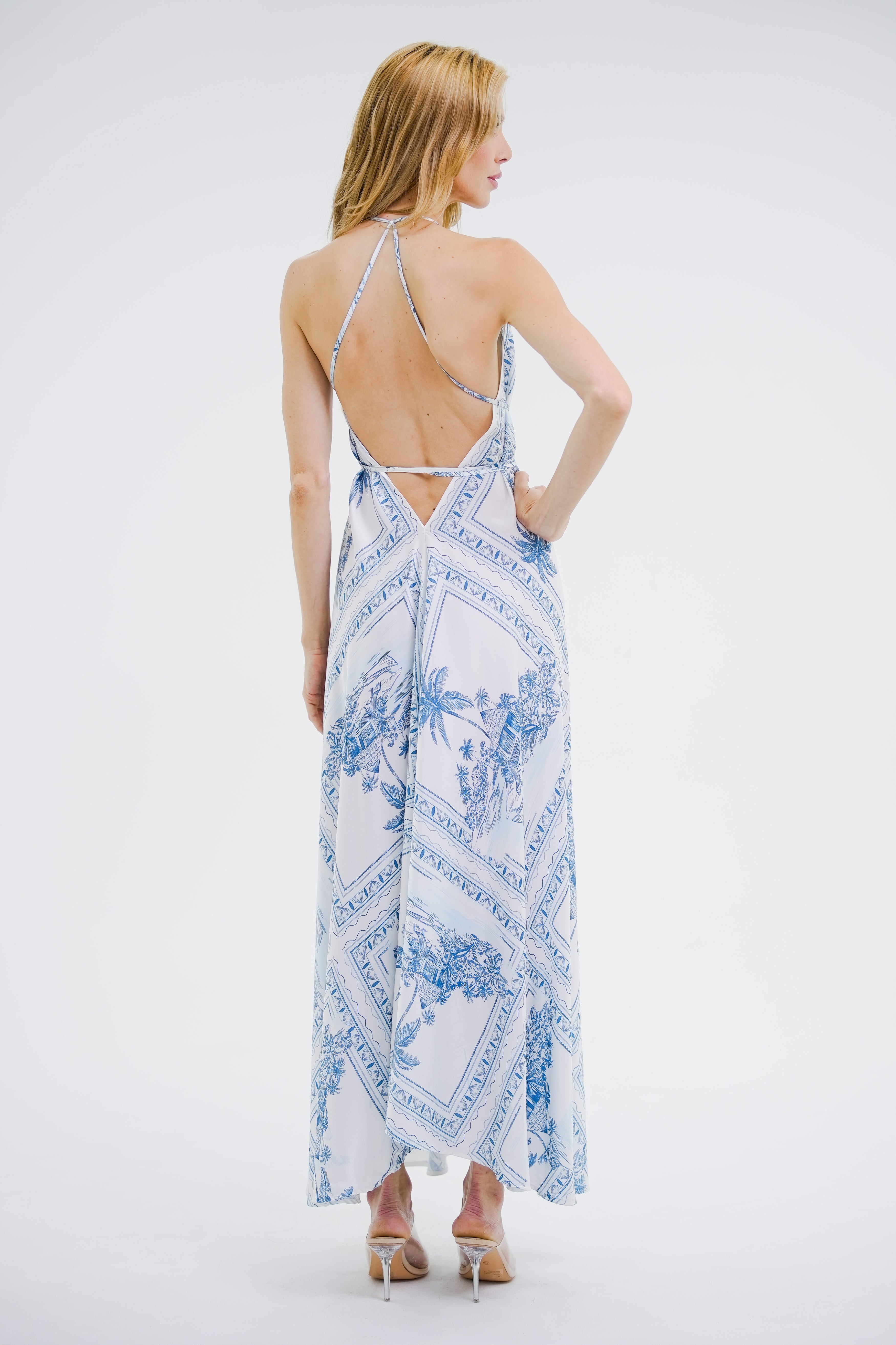Bungalow Blue Infinity Dress | Luxury Multi-Way Toile Resort Dress