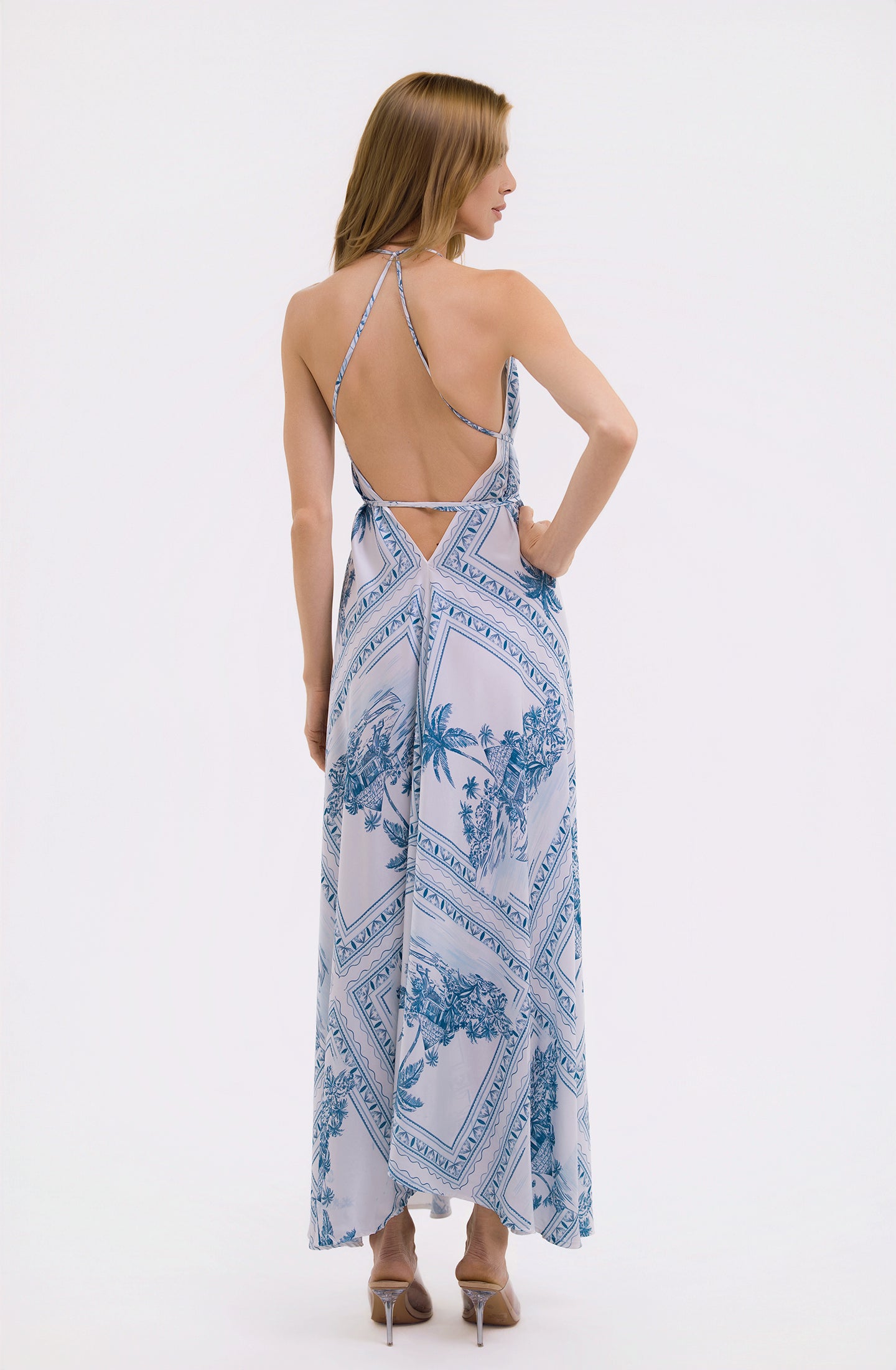 Bungalow Blue Infinity Dress | Luxury Multi-Way Toile Resort Dress