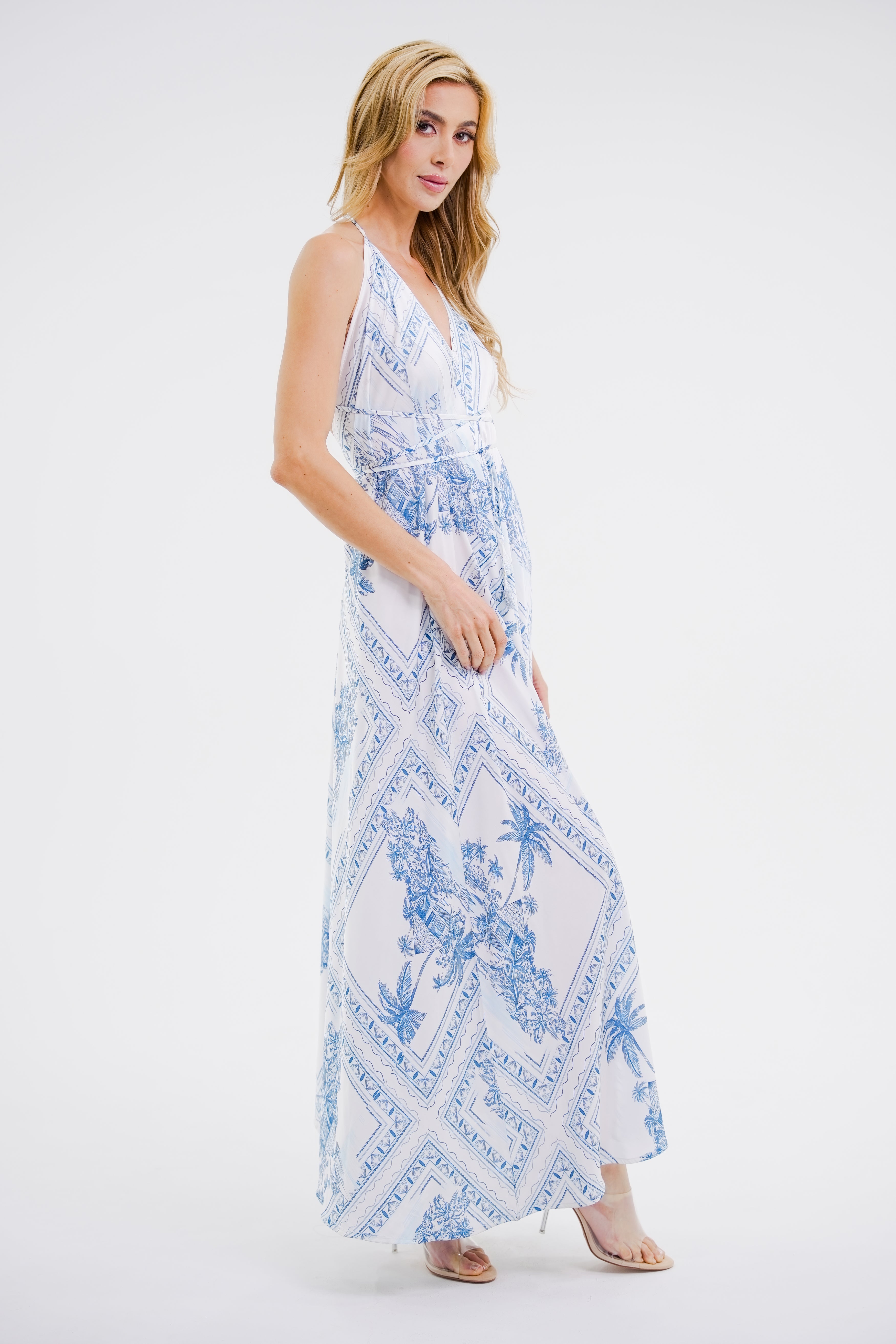 Bungalow Blue Infinity Dress | Luxury Multi-Way Toile Resort Dress