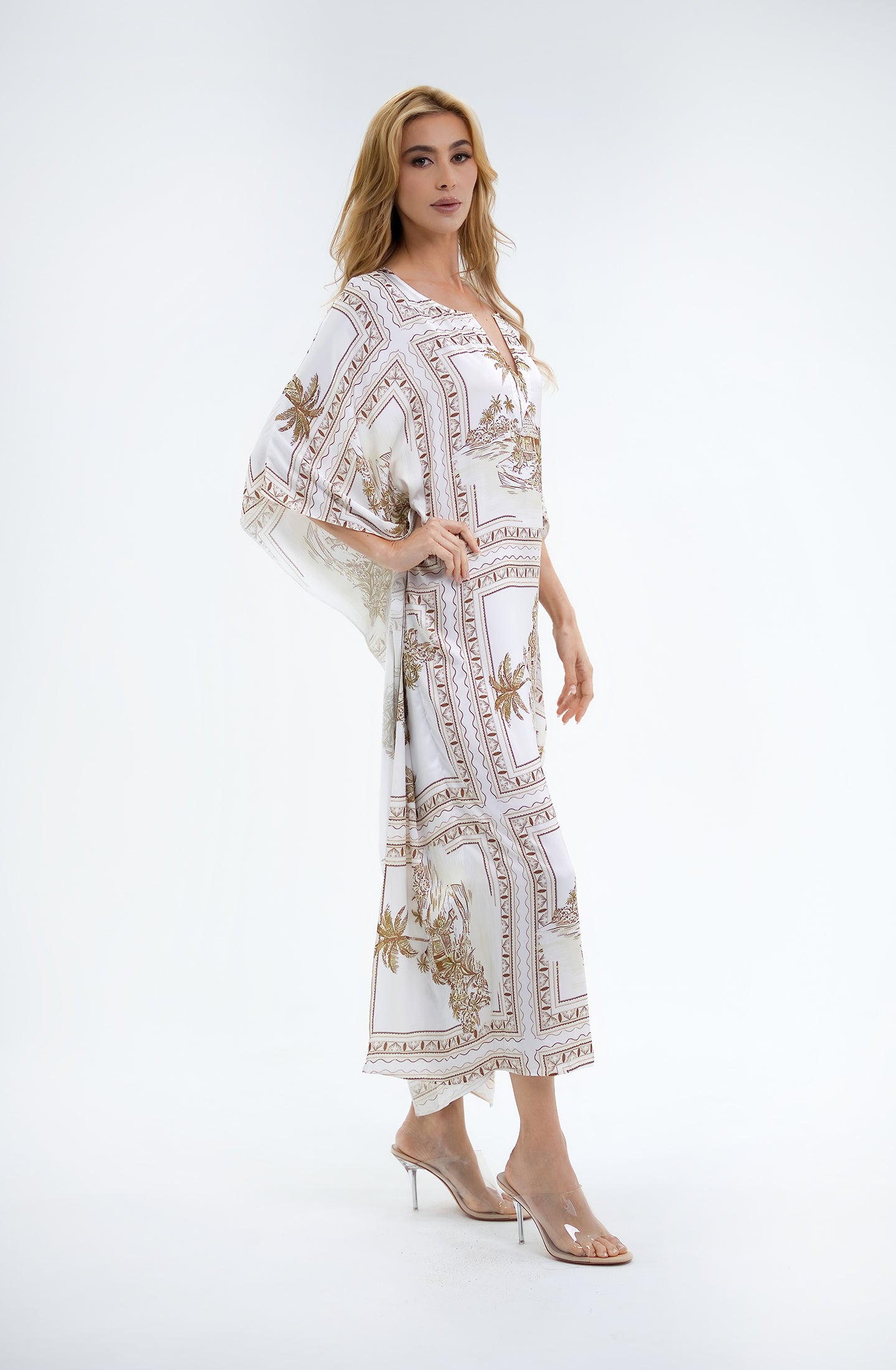 Bungalow Gold Long Caftan | Luxury Tropical Resort Caftan