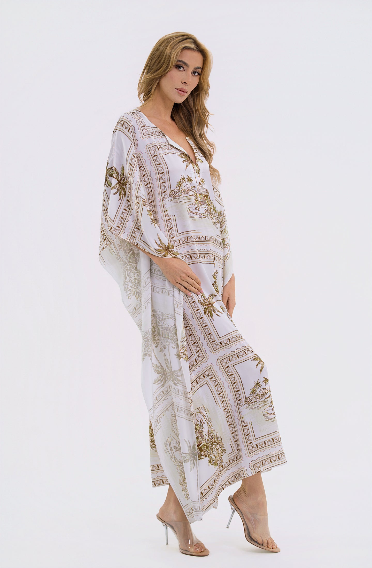 Bungalow Golden Brown Long Caftan | Luxury Tropical Resort Caftan