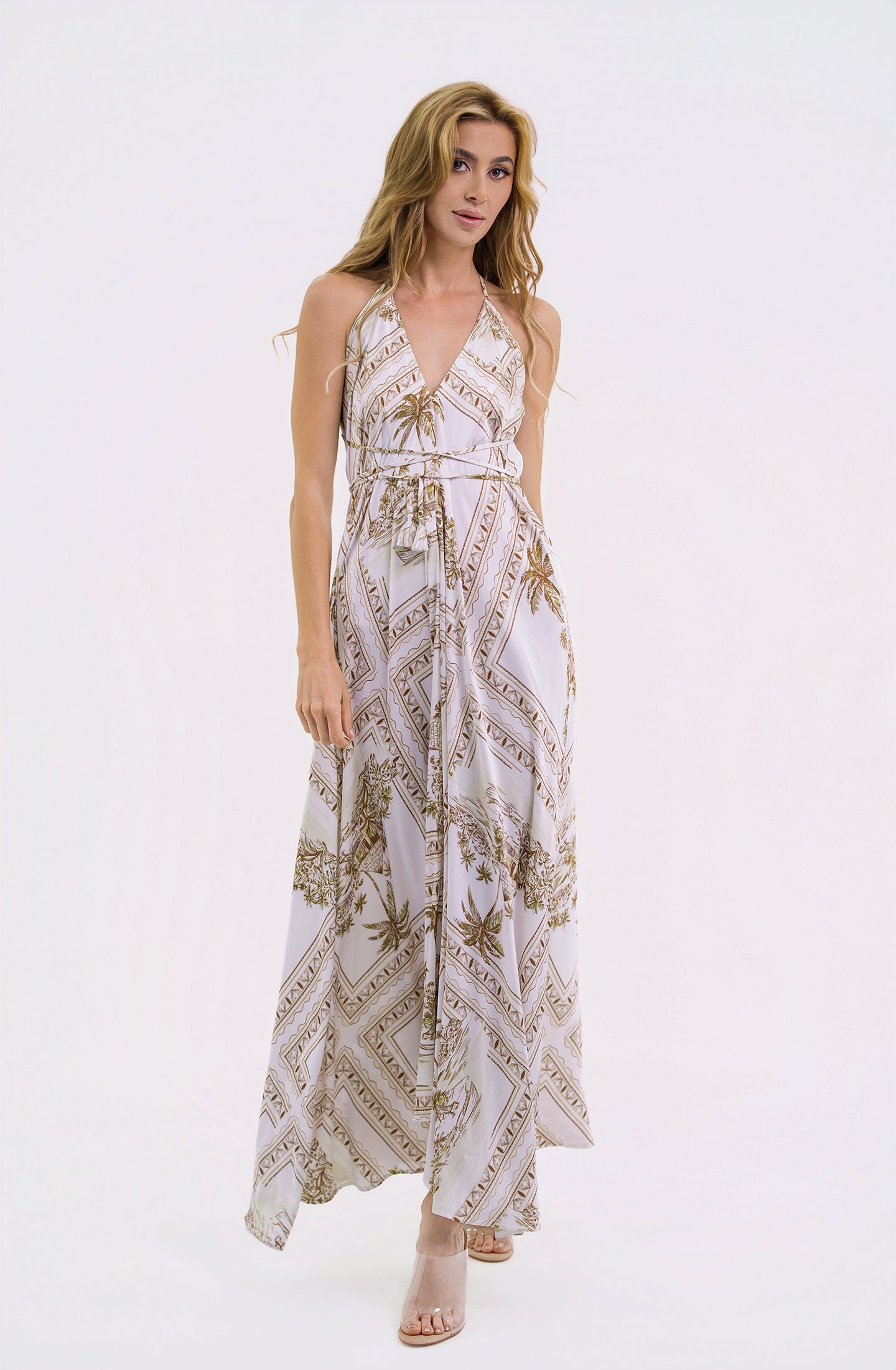 Bungalow Golden Brown Infinity Dress | Luxury Multi-Way Toile Resort Dress
