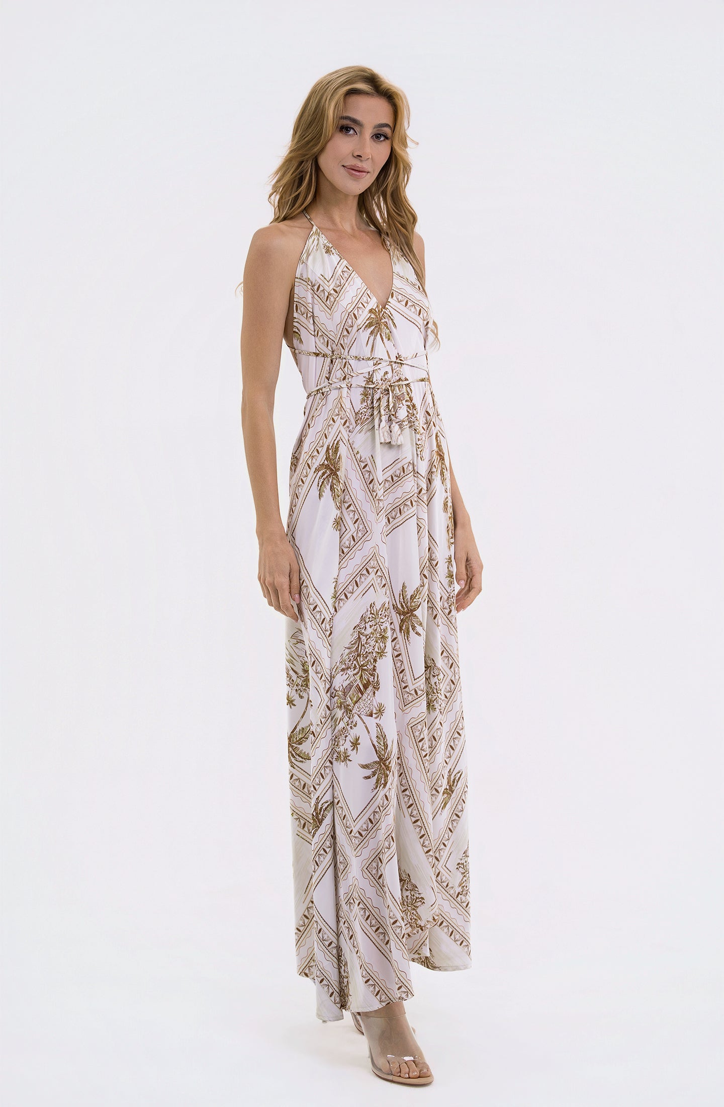 Bungalow Golden Brown Infinity Dress | Luxury Multi-Way Toile Resort Dress