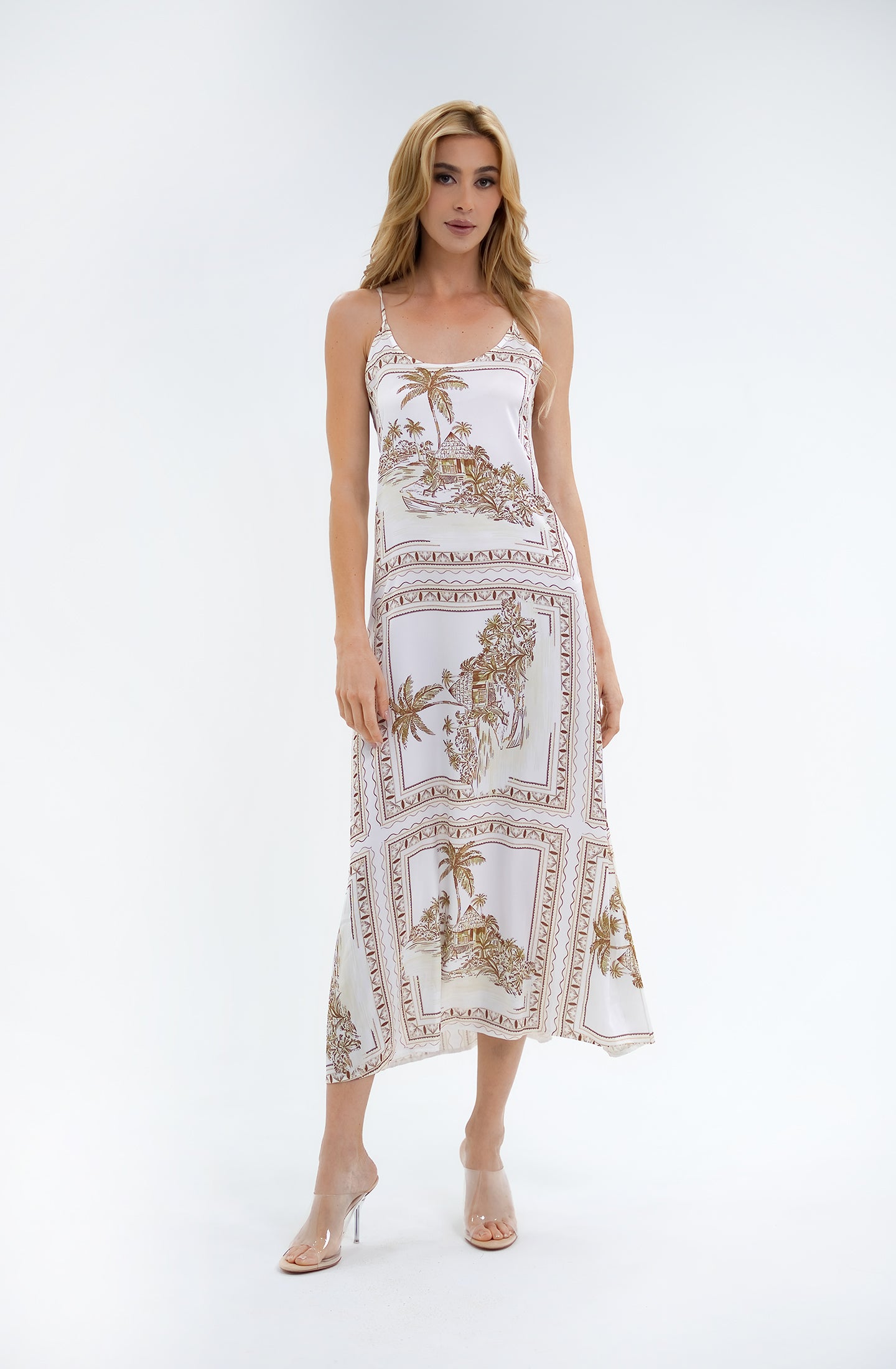 Bungalow Gold Long Chemise | Luxury Tropical Toile Sleepwear