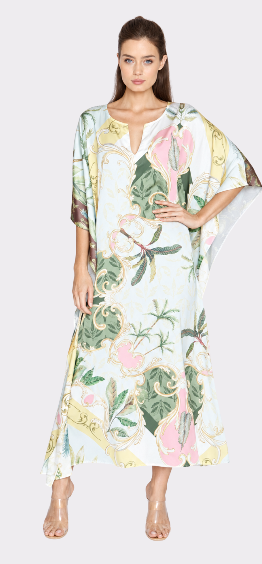 Dream Of Palms Yellow Long Caftan