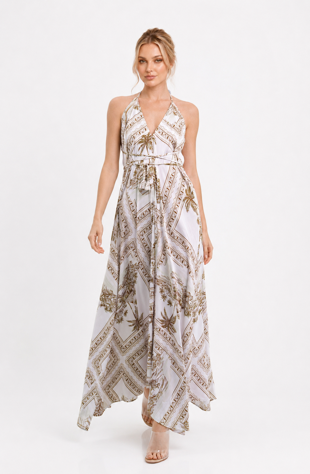 Bungalow Golden Brown Infinity Dress | Luxury Multi-Way Toile Resort Dress