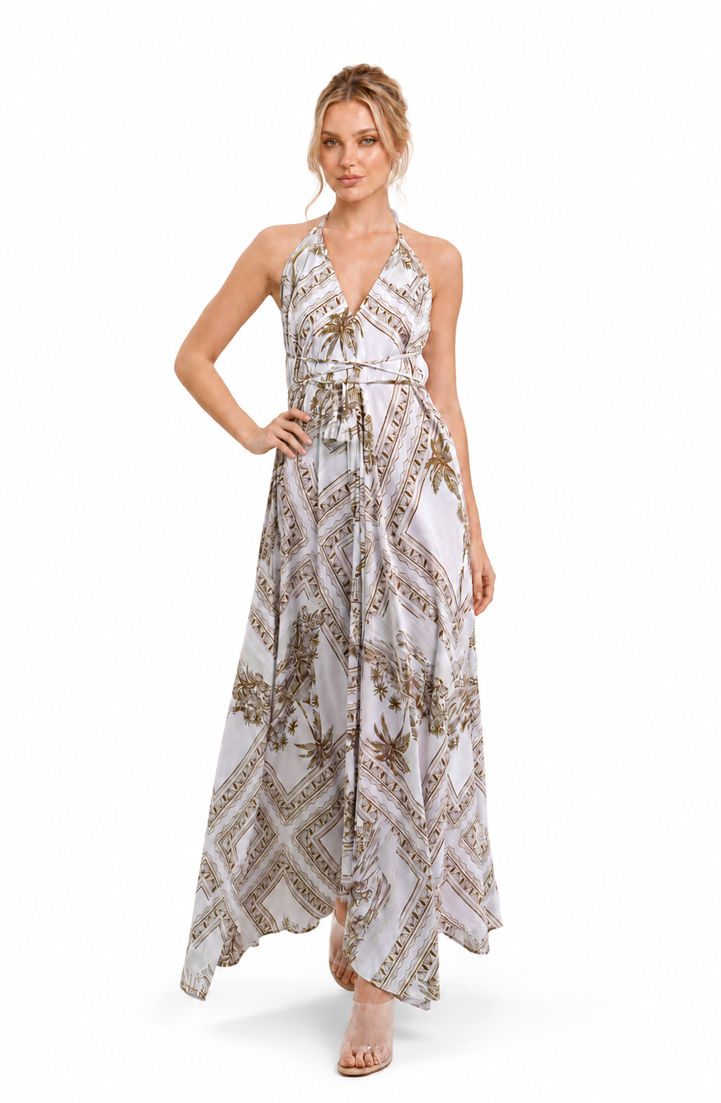 Bungalow Golden Brown Infinity Dress | Luxury Multi-Way Toile Resort Dress