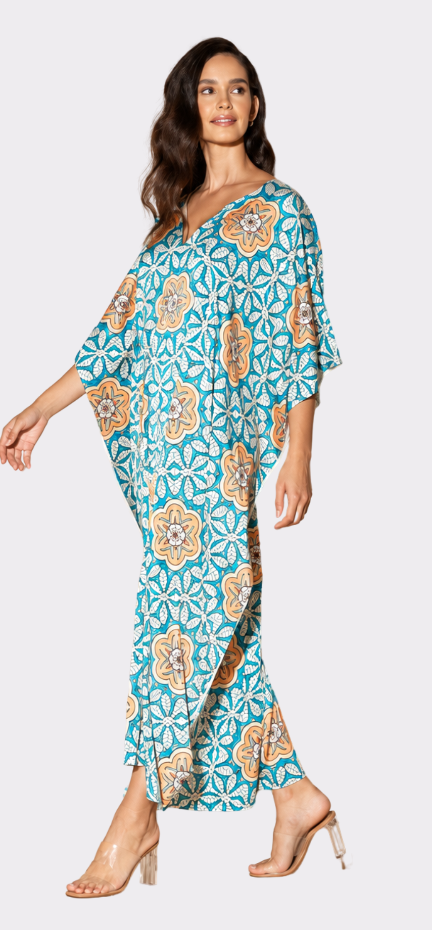 Jardin Botanique Orange Long Caftan