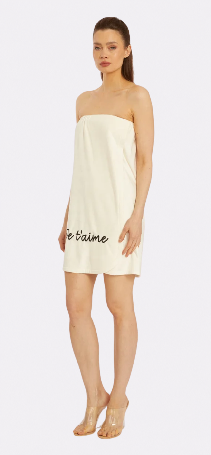 Je T’aime Spa Wrap – Cream Towel Wrap with Velcro
