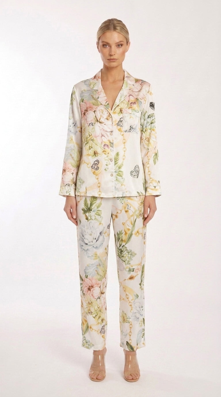 La Boheme White Long PJ Set