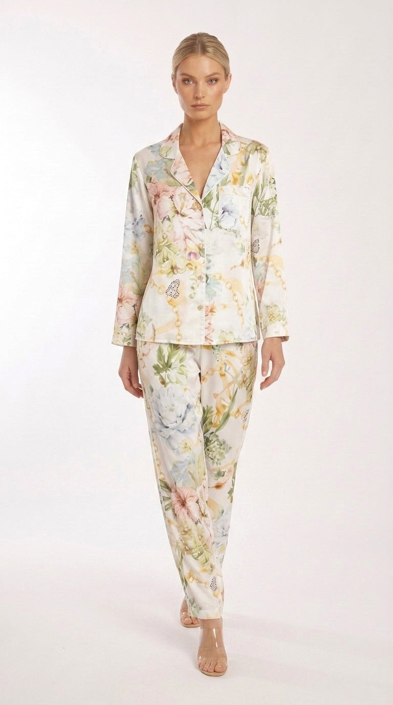 La Boheme White Long PJ Set