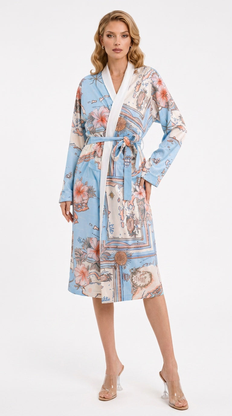 Les Îles Caraïbes Long Robe | Luxury Tropical Resort Robe