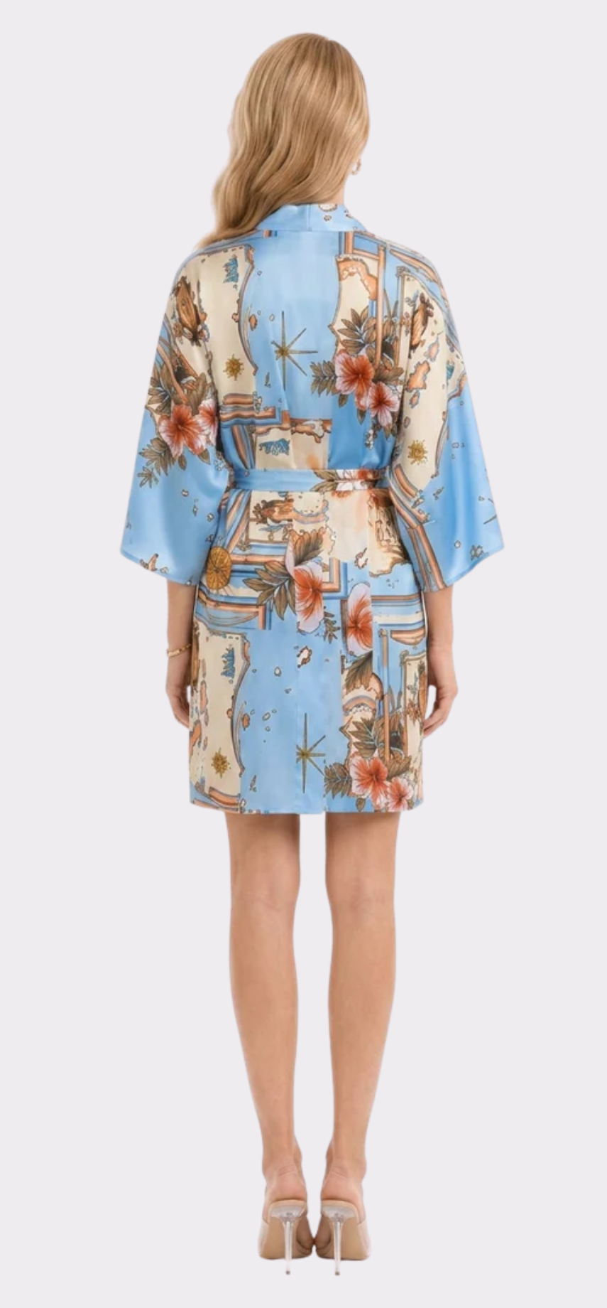 Les Îles Caraïbes Poly-Silk Short Kimono Robe