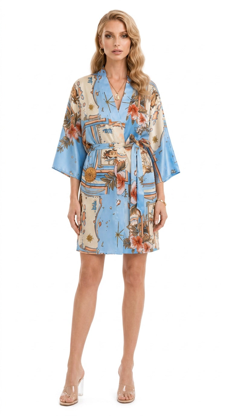 Les Îles Caraïbes Poly-Silk Kimono Robe | Wrap Up by VP