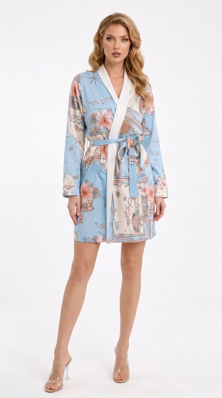 Les Îles Caraïbes Short Robe | Luxury Tropical Resort Robe