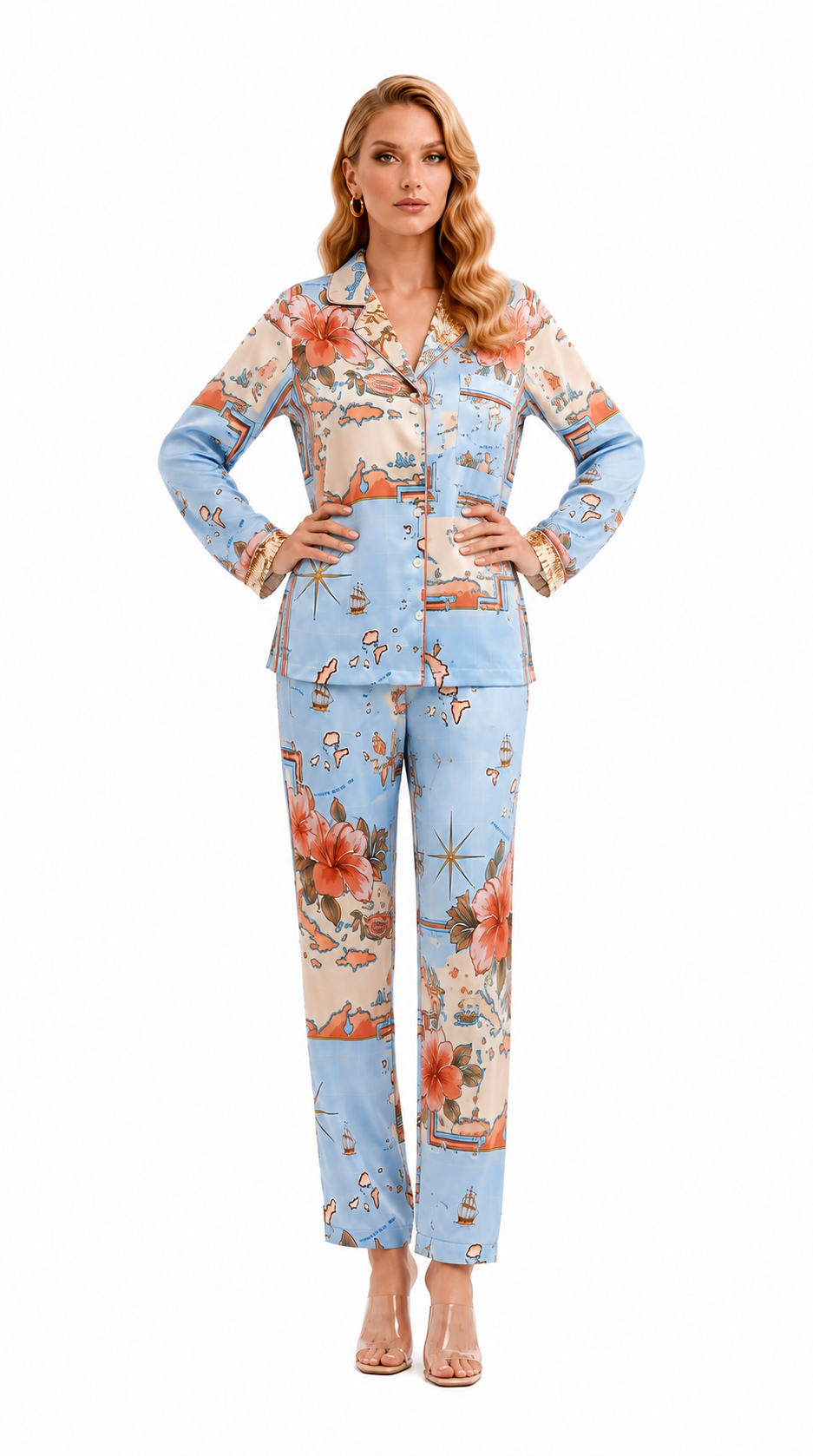 Les Îles Caraïbes Long Pajama Set | Wrap-Up by VP