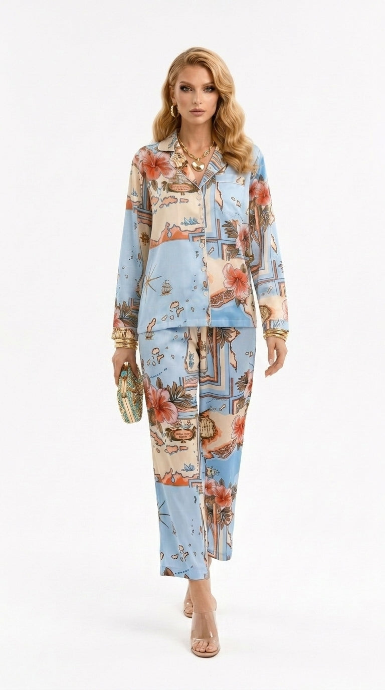 Les Îles Caraïbes Long Pajama Set | Wrap-Up by VP
