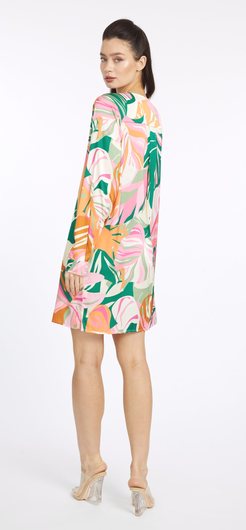 Miami Vibes Long Sleeve V-Neck Short Dress